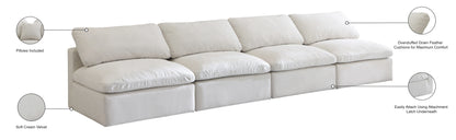 Lips Cream Velvet Standard Comfort Modular Sofa S4