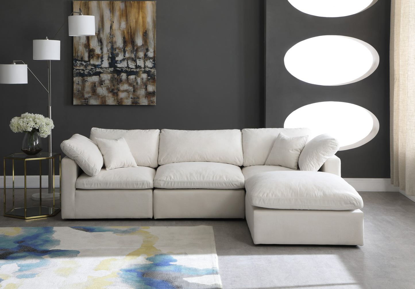 lips cream velvet standard comfort modular sectional sec4a