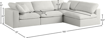 Lips Cream Velvet Standard Comfort Modular Sectional Sec4B