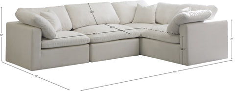 Lips Cream Velvet Modular Sectional Sec4C