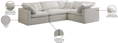 Lips Cream Velvet Modular Sectional Sec4C