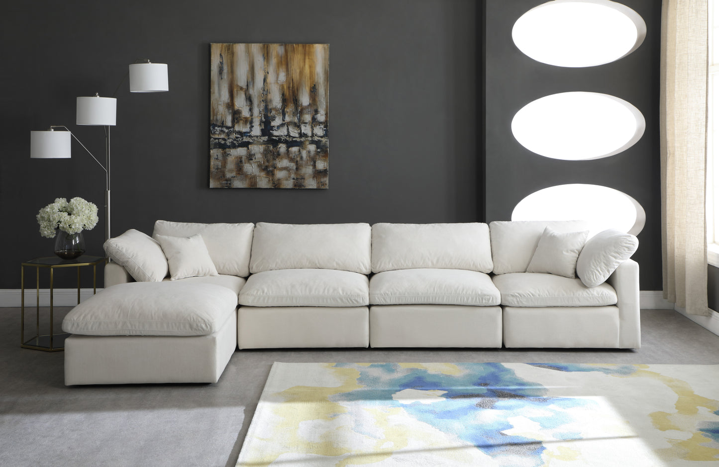 lips cream velvet standard comfort modular sectional sec5a