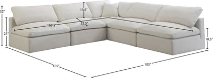 Lips Cream Velvet Standard Comfort Modular Sectional Sec5B