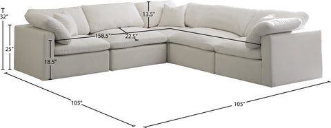 Lips Cream Velvet Standard Comfort Modular Sectional Sec5C