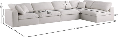 Lips Cream Velvet Standard Comfort Modular Sectional Sec5D