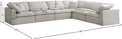 Lips Cream Velvet Standard Comfort Modular Sectional Sec6A