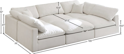 Lips Cream Velvet Standard Comfort Modular Sectional Sec6C