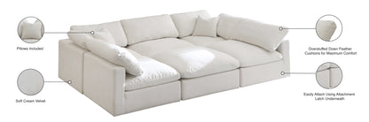 Lips Cream Velvet Standard Comfort Modular Sectional Sec6C