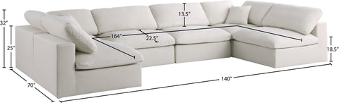 Lips Cream Velvet Standard Comfort Modular Sectional Sec6D