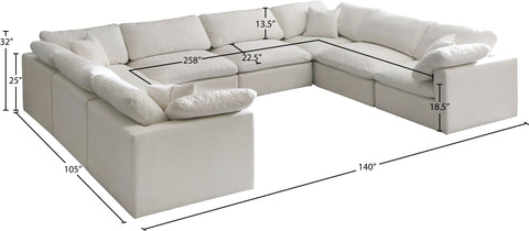 Lips Cream Velvet Standard Comfort Modular Sectional Sec8A