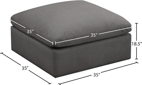 Lips Grey Velvet Standard Comfort Modular Ottoman Ott