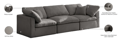 Lips Grey Velvet Standard Comfort Modular Sofa S105