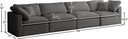 Lips Grey Velvet Standard Comfort Modular Sofa S140