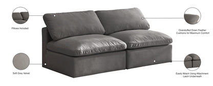 Lips Grey Velvet Standard Comfort Modular Sofa S2