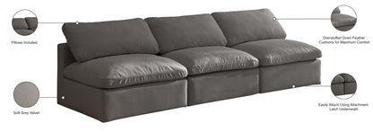 Lips Grey Velvet Standard Comfort Modular Sofa S3