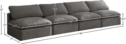 Lips Grey Velvet Standard Comfort Modular Sofa S4