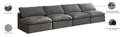 Lips Grey Velvet Standard Comfort Modular Sofa S4