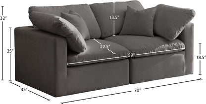 Lips Grey Velvet Standard Comfort Modular Sofa S70