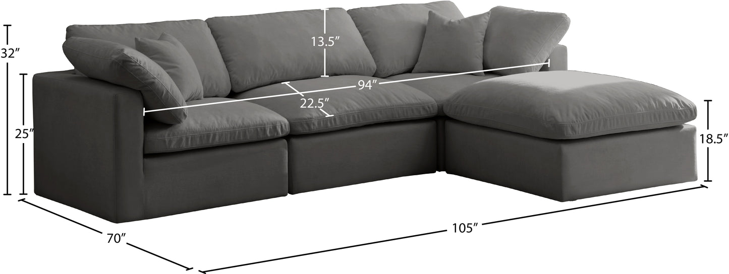 lips grey velvet standard comfort modular sectional sec4a