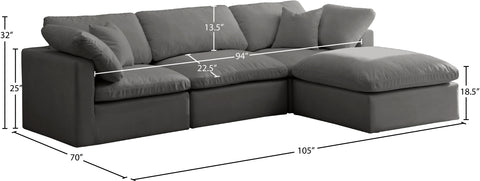 Lips Grey Velvet Standard Comfort Modular Sectional Sec4A
