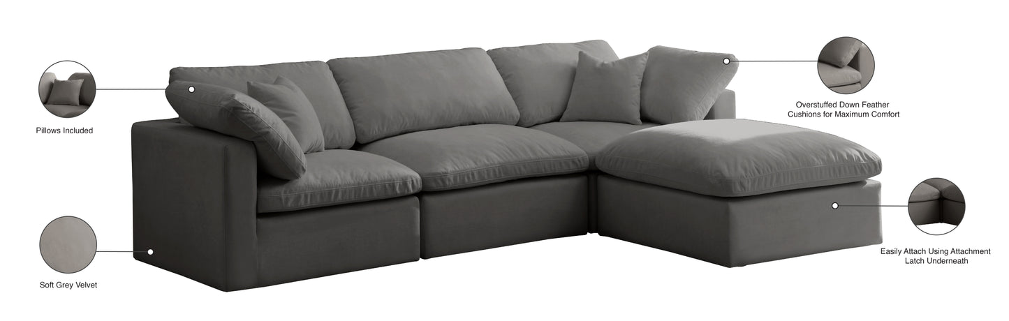 lips grey velvet standard comfort modular sectional sec4a