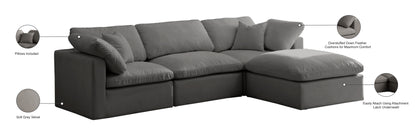 Lips Grey Velvet Standard Comfort Modular Sectional Sec4A