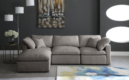 Lips Grey Velvet Standard Comfort Modular Sectional Sec4A