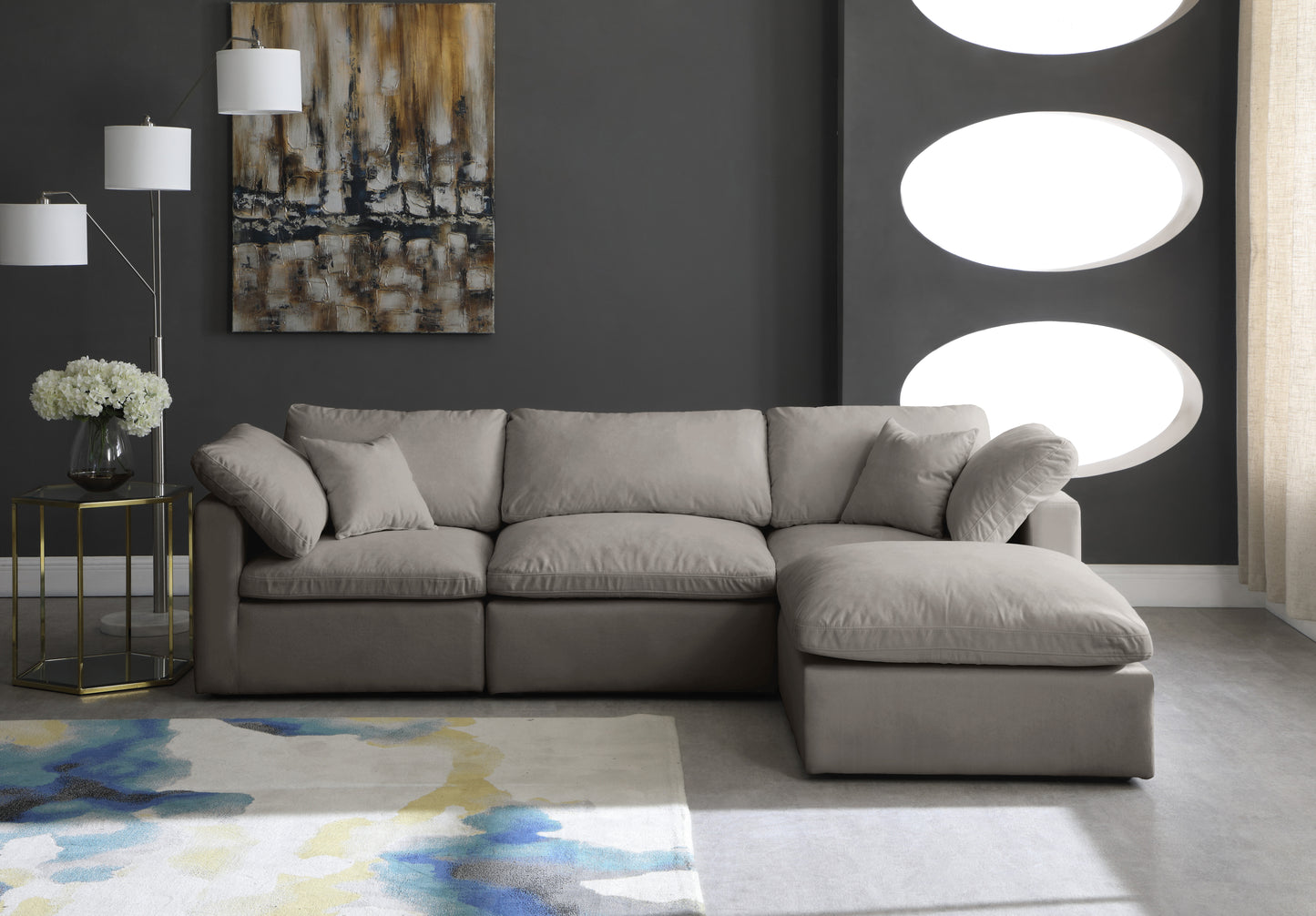 lips grey velvet standard comfort modular sectional sec4a