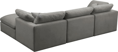Lips Grey Velvet Standard Comfort Modular Sectional Sec4A