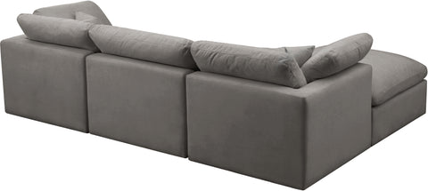 Lips Grey Velvet Standard Comfort Modular Sectional Sec4A