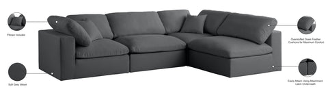 Lips Grey Velvet Standard Comfort Modular Sectional Sec4B