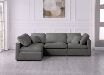 Lips Grey Velvet Standard Comfort Modular Sectional Sec4B