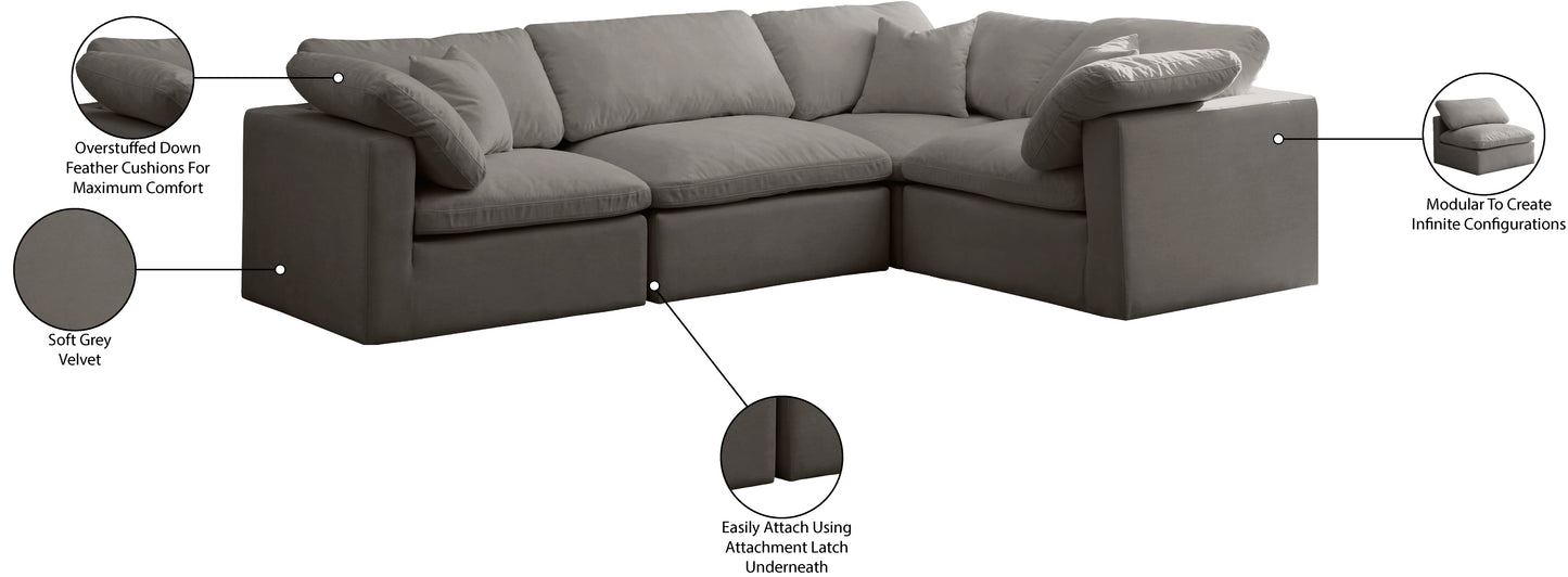 lips grey velvet modular sectional sec4c