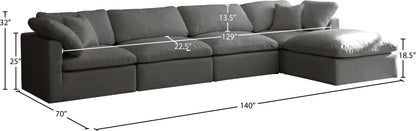 Lips Grey Velvet Standard Comfort Modular Sectional Sec5A