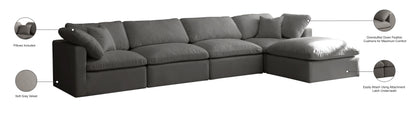 Lips Grey Velvet Standard Comfort Modular Sectional Sec5A