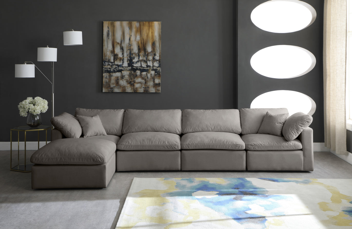 lips grey velvet standard comfort modular sectional sec5a