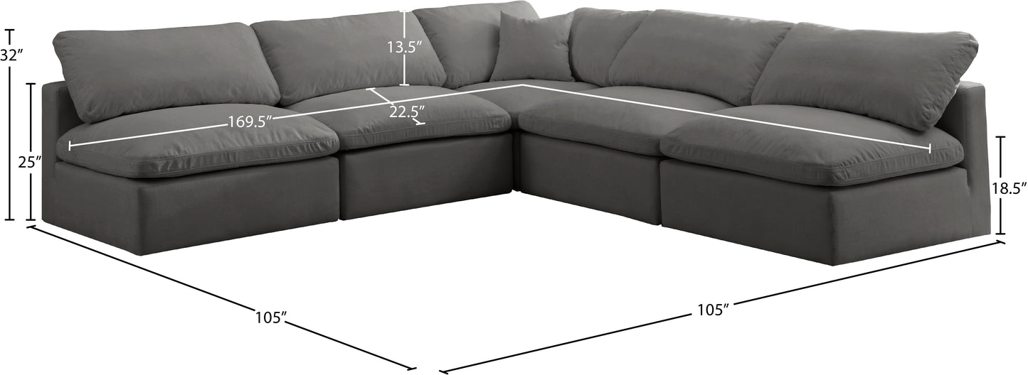 lips grey velvet standard comfort modular sectional sec5b