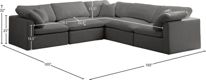 Lips Grey Velvet Standard Comfort Modular Sectional Sec5C