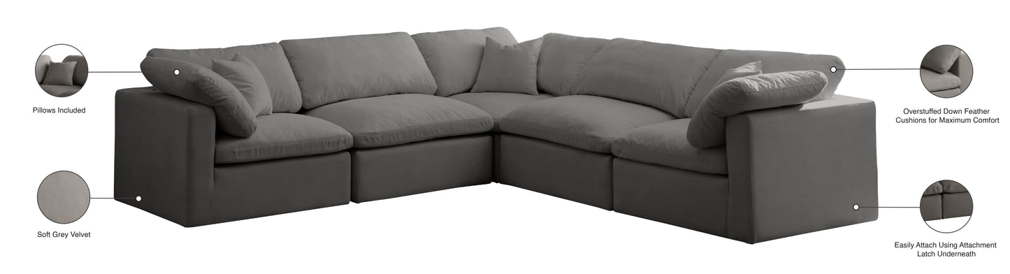 lips grey velvet standard comfort modular sectional sec5c