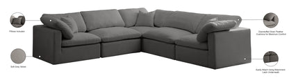 Lips Grey Velvet Standard Comfort Modular Sectional Sec5C