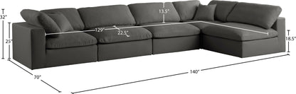 Lips Grey Velvet Standard Comfort Modular Sectional Sec5D