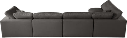 Lips Grey Velvet Standard Comfort Modular Sectional Sec5D