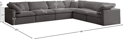 Lips Grey Velvet Standard Comfort Modular Sectional Sec6A