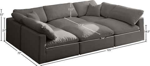 Lips Grey Velvet Standard Comfort Modular Sectional Sec6C
