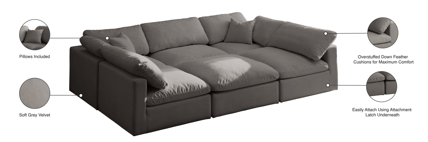 lips grey velvet standard comfort modular sectional sec6c