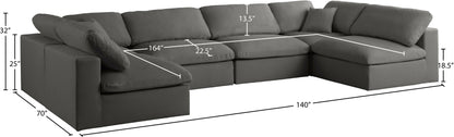 Lips Grey Velvet Standard Comfort Modular Sectional Sec6D