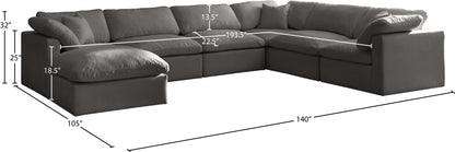 Lips Grey Velvet Standard Comfort Modular Sectional Sec7A