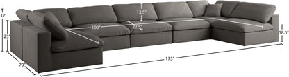 Lips Grey Velvet Standard Comfort Modular Sectional Sec7B