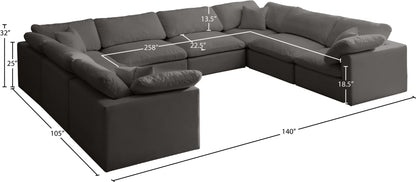 Lips Grey Velvet Standard Comfort Modular Sectional Sec8A