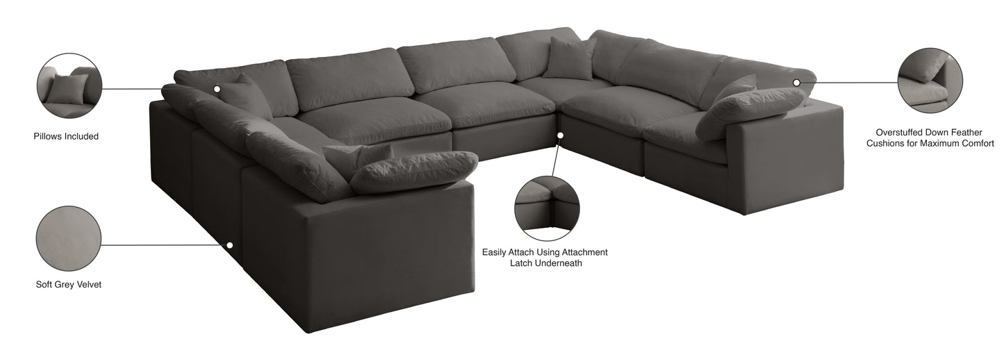 lips grey velvet standard comfort modular sectional sec8a